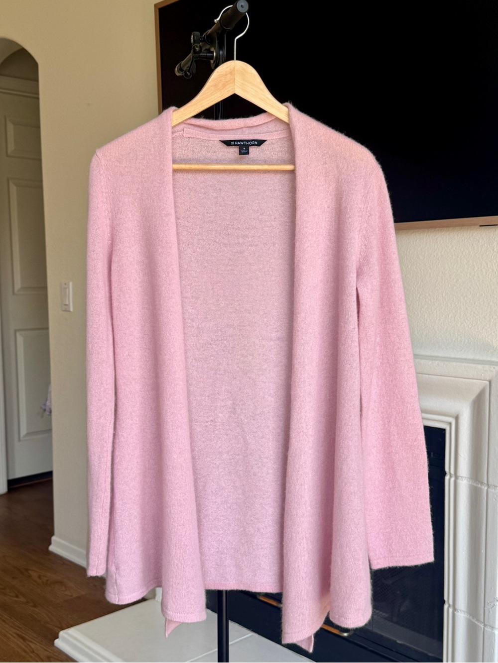 41 Hawthorn 100% Cashmere Cardigan Open Front Light Pink SZ M - Picture 2 of 9